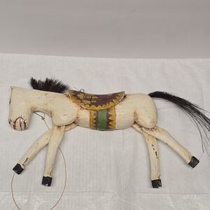 Antique Vintage Handpainted Carved Wooden Horse Puppet Show Marionette